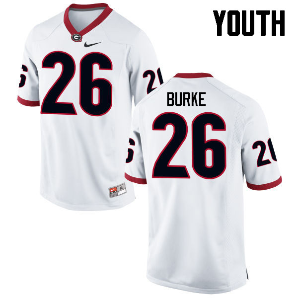 Youth Georgia Bulldogs #26 Patrick Burke College Football Jerseys-White